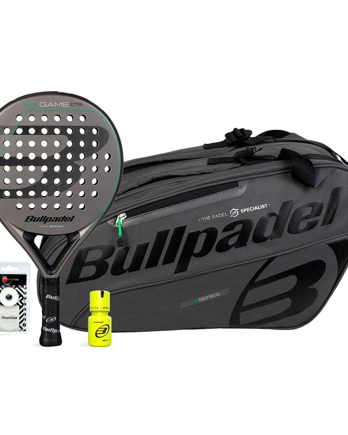 Pack Bullpdel Game Ctr Gris Paletero Gris Dry Grip