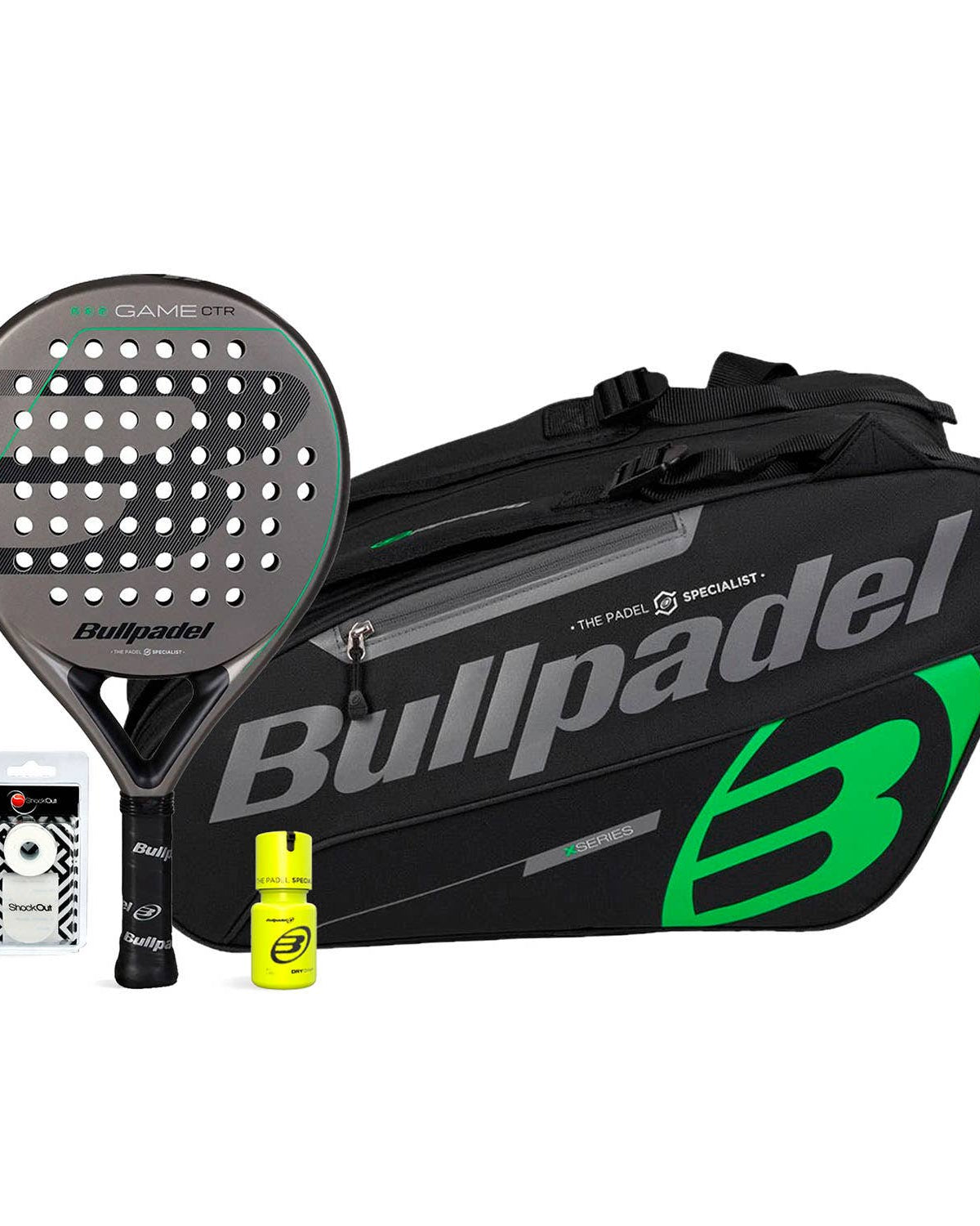 Pack Bullpdel Game Ctr Gris Paletero Negro Dry Grip