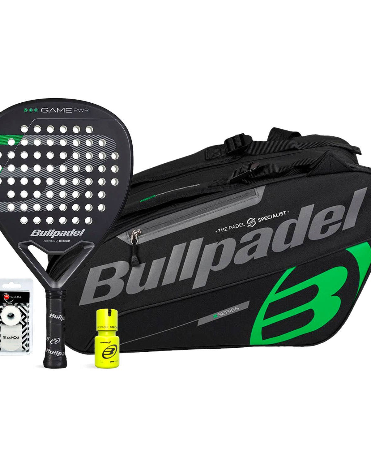 Pack Bullpdel Game Pwr Paletero Negro Dry Grip