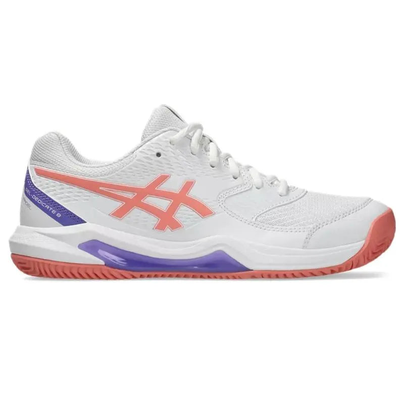 Zapatillas de Padel Asics Gel Dedicate 8 Padel Blanco Rosa Mujer