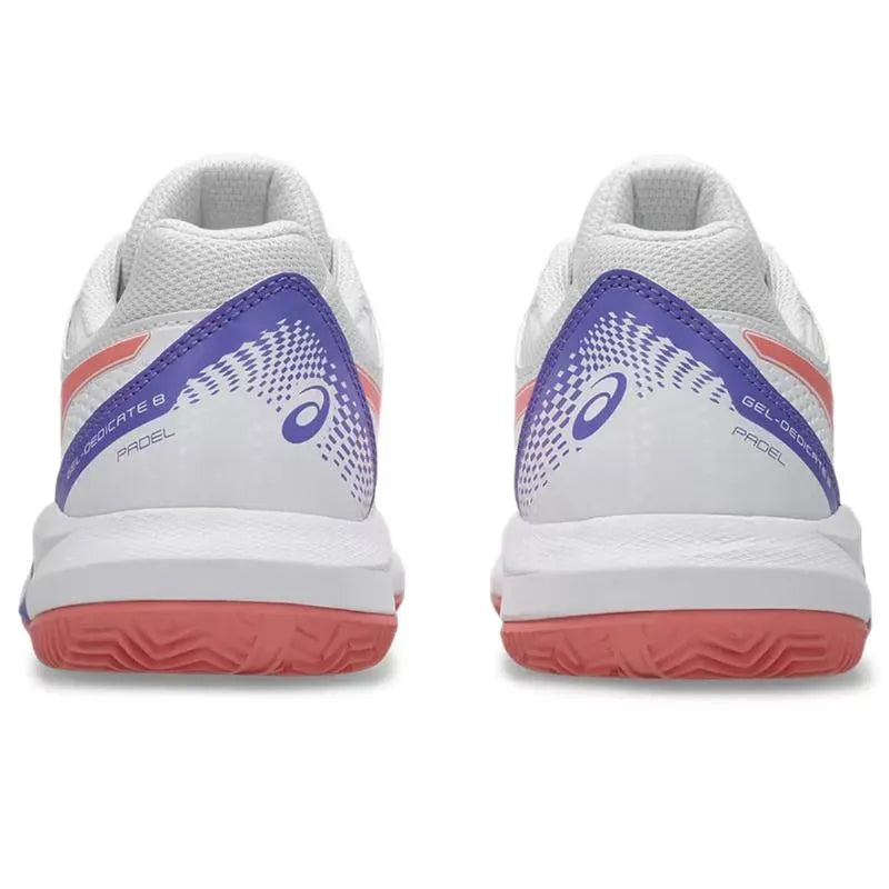 Zapatillas de Padel Asics Gel Dedicate 8 Padel Blanco Rosa Mujer